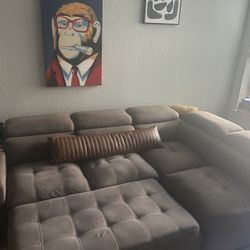 Grayish Pull Out Couch (sectional)