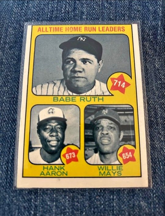1973 Topps #1 All Time HR Leaders Ruth/Aaron/Mays Baseball Card
