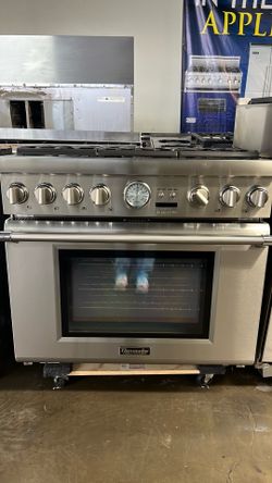 THERMADOR 36”WIDE DUAL FUEL RANGE STOVE STAINLESS STEEL