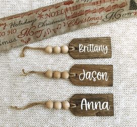 Christmas stocking tags, Personalized wood tags |