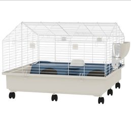 Rolling Small Animal Cage ~NEW~w Water Bottle, Hay Feeder, Food Dish for Rabbits, Hedgehogs, Guinea Pigs, 35" x 35" x 25"