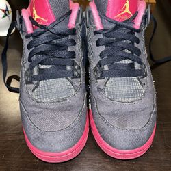 Nike Air Jordan 4 Retro 487724-408 Denim Obsidian Pink Youth Size 4y