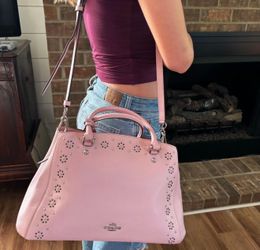 Coach Margot Carryall Studded Floral Bag pink
