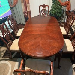 Wood Lighted China Cabinet + Full Dining Room Set