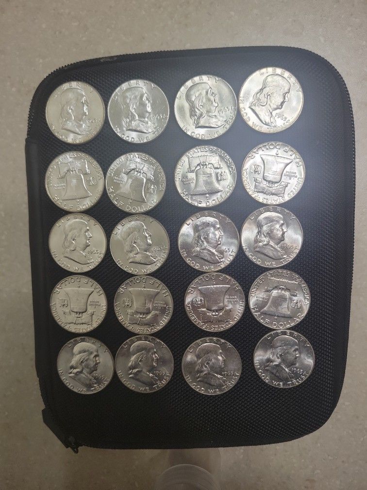 1963 BU Roll Of Franklin Half Silver Dollars 
