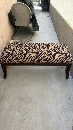 Upholstered Bench with Zebra Print Fabric
