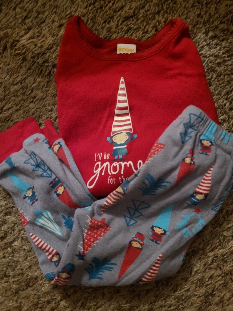 Super Cute Gymboree Christmas Pajamas Sleep Set Size 2T 2 Toddler Gnome Pattern Holiday