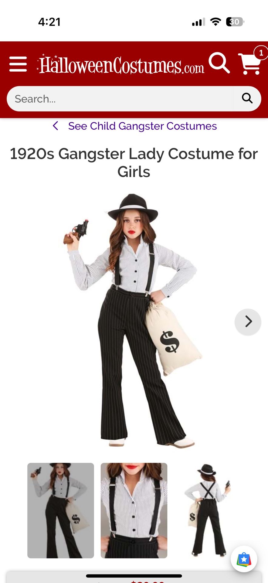 Girl’s 1920s Gangster Lady Costume