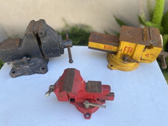 Black vise opens to 6” by 4” width $65 “ ID Yellow gold medal 4” fast clamping $80 Red 3.5” fuller $40