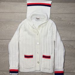 New Vintage 1980s Kids / Toddlers French Toast Knitted Striped Cardigan With Collar
