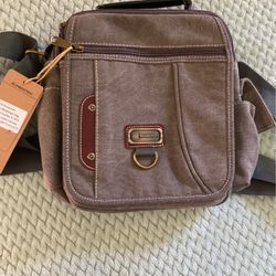 New Grey Canvas Messenger Bag