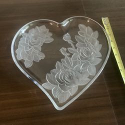 Glass Platter Heart Shaped
