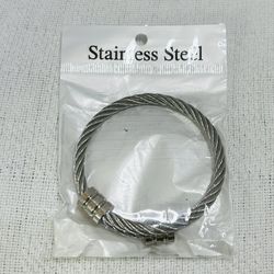 Stainless Steel Twisted Cable Bracelet Bangle With Magnetic Clasp