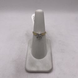 10kt Dual-Tone Diamond Engagement Style Ring 