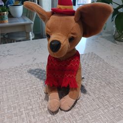 Plush Chihuahua Dog With Sombrero And Scarf. 