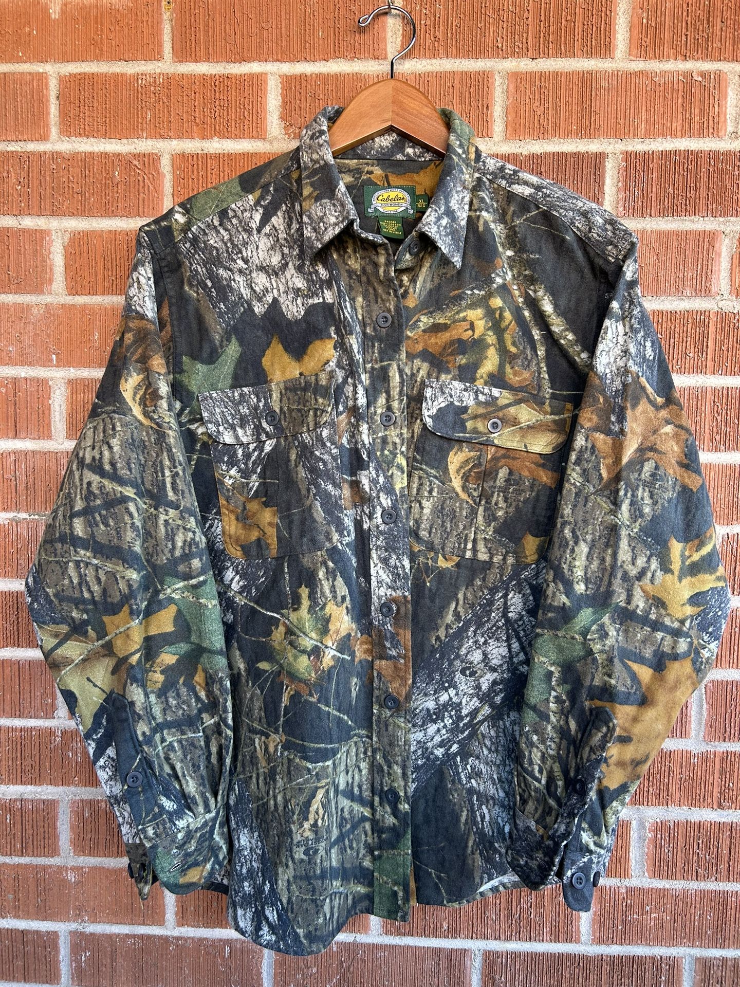 Cabela's Mossy Oak Break Up Camo Thick Canvas Long Sleeve Button Up Shirt