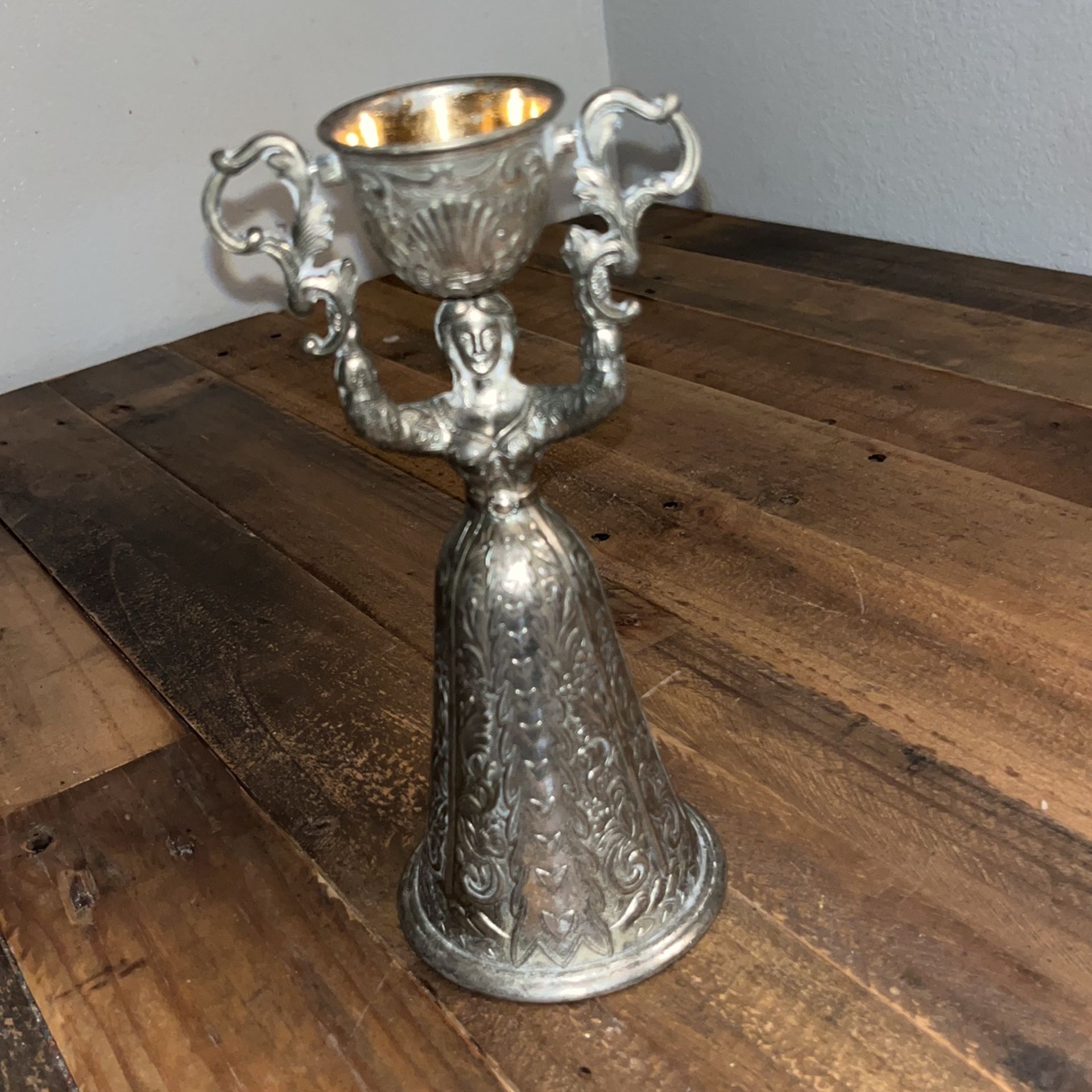 Vintage Silver Plated Cup Wedding Goblet Toasting Woman