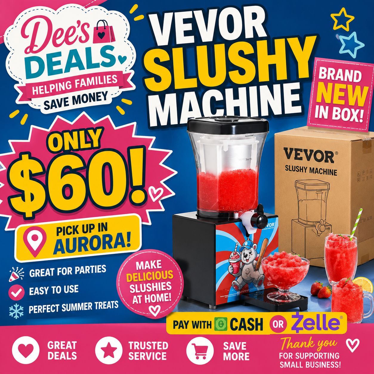 Vevor SLUSHY MACHINE BRAND NEW IN BOX Only $60