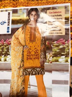 Bin hasim 3 piece lawn unstitched embroidered shirts n trousers dupatta dress