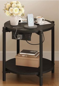 LIKIMIO 2-Tier Round End Table （15.8“） Color black   Brand new in box - Assembly is required  cash only  Pickup only (Anaheim)