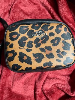 Coach Leopard Print Camera Crossbody Bag