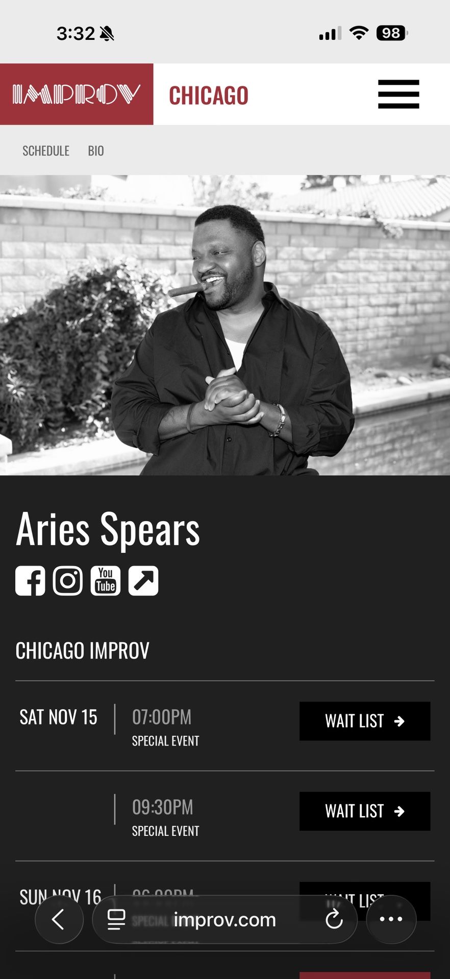 Arie Spears Tickets 7pm Schaumburg Comedy Club
