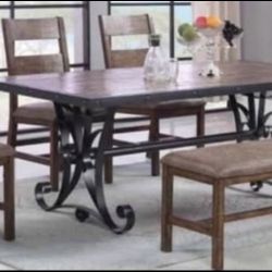 Beautiful Wood And Metal Dining Group!!