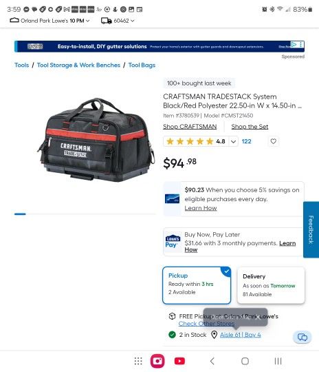 Craftsman Tradestack Tool Bag