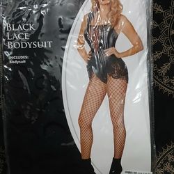 Black LACE BODYSUIT COSTUME SIZE Adult Large 12-14