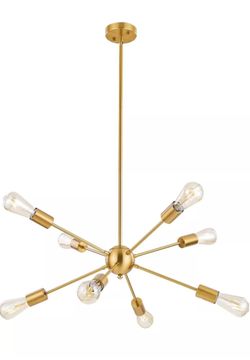 BONLICHT Brushed Brass Sputnik Chandelier 8 Light Cold