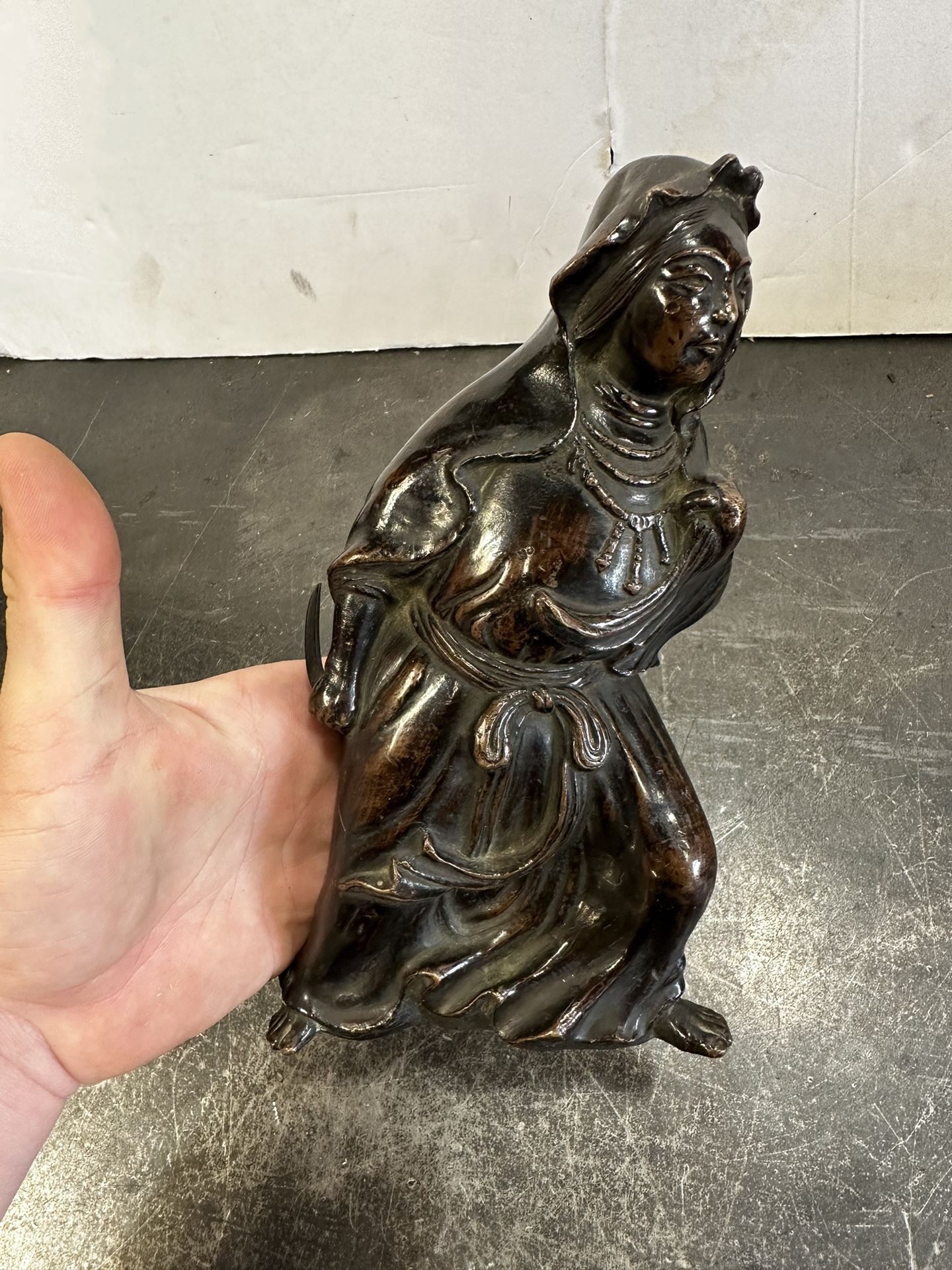 Chinese Guanyin bronze figure With Knife Assassin? Qing Dynasty 19th century