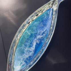 Ceramic Dish Fish Shape With Ocean Epoxy 