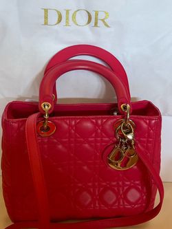 Authentic Lady Dior handbag with Dior silver charms