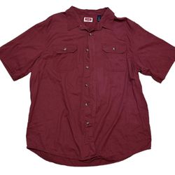 Wrangler Men’s Button Up XL Maroon Red Pocket Short Sleeve Shirt Western Cowboy