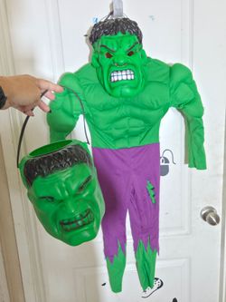 Kids Hulk Halloween Costume with Trick-or-Treat Bucket