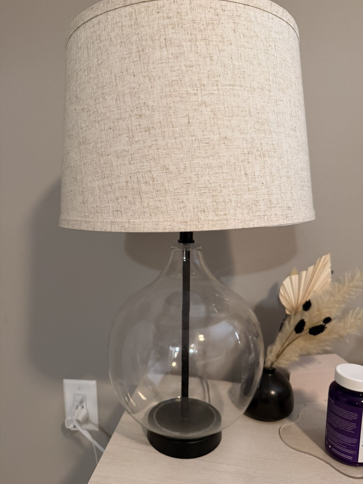 Set of 2 Target Glass Table Lamps – Neutral Linen Shades