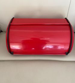 Vintage Red Metal Bread Box