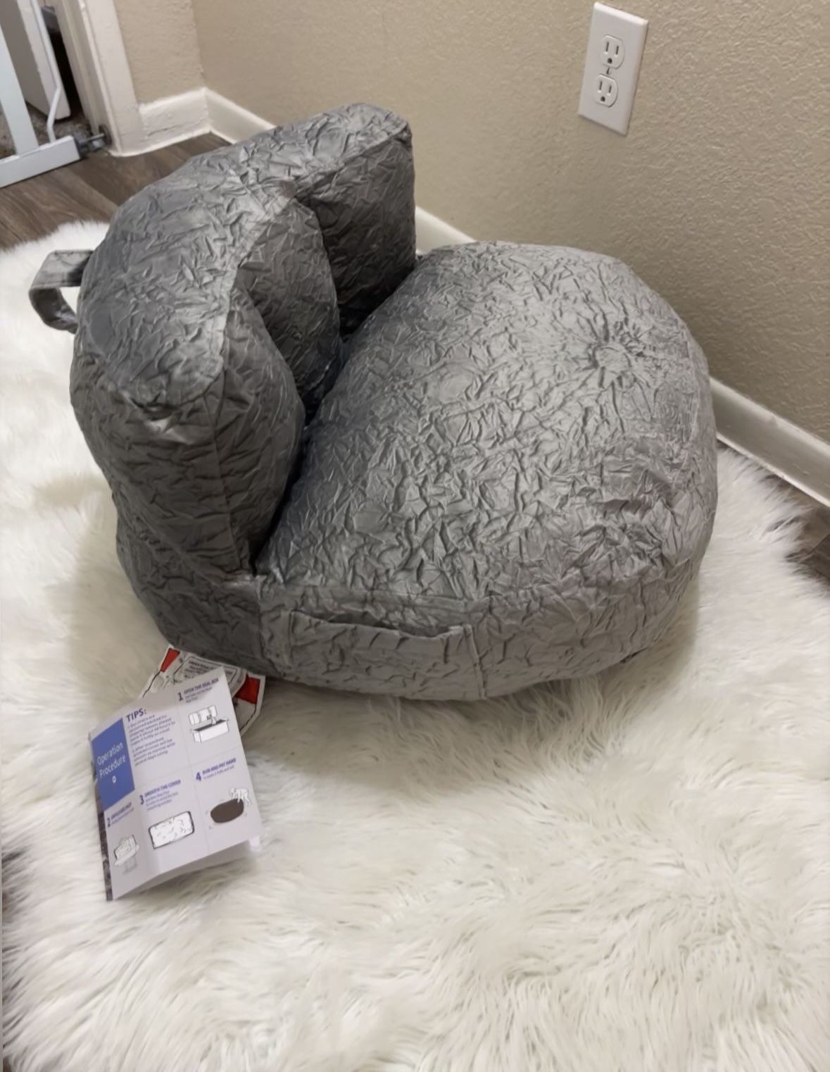 Bean Bag Chai, With Dutch Velvet Cover For Teens And Kids, Extra Back Support, Soft Faux Fur Fabric, Round Fluffy