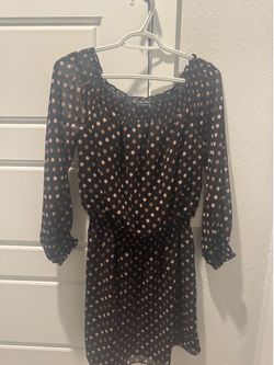 Black Patterned Long‑Sleeve Dress