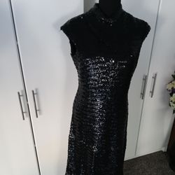 Black Dress Fully Sequin Hand Work On Silk Black Sequin Gown