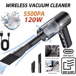 Wireless Portable Mini Vacuum Cleaner 120W High Power Black Dual