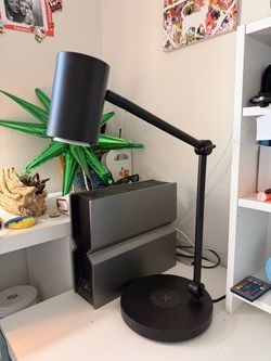 IKEA Black Adjustable Desk Lamp with Wireless Charger Base