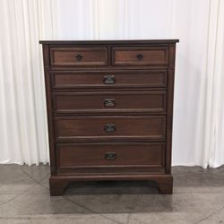 Dark Brown Wood Six-Drawer Chest of Drawers