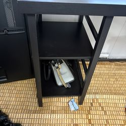 Computer table and wall clock