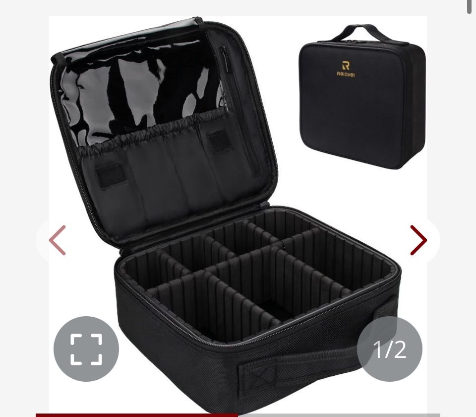 Relavel Travel Makeup Train Case Makeup Cosmetic Case Organizer Portable Artist Storage Bag With Adjustable Dividers For Cosmetics Makeup Brushes Toil