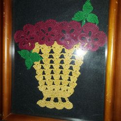 One Of A Kind Handmade Framed Crochet Basket