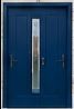 Blue Steel Entry Door with Glass Panel and windows
