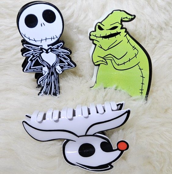 The Nightmare Before Christmas Jack Skellington, Oogie Boogie & Zero Halloween Hair Claw Clips- $5 Each 💀🖤✨️