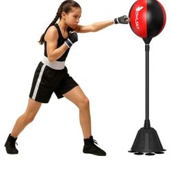 Punching Bag with Stand, Boxing Bag for Adults, Adjustable Height, Stress Relief & Fitness (Black)