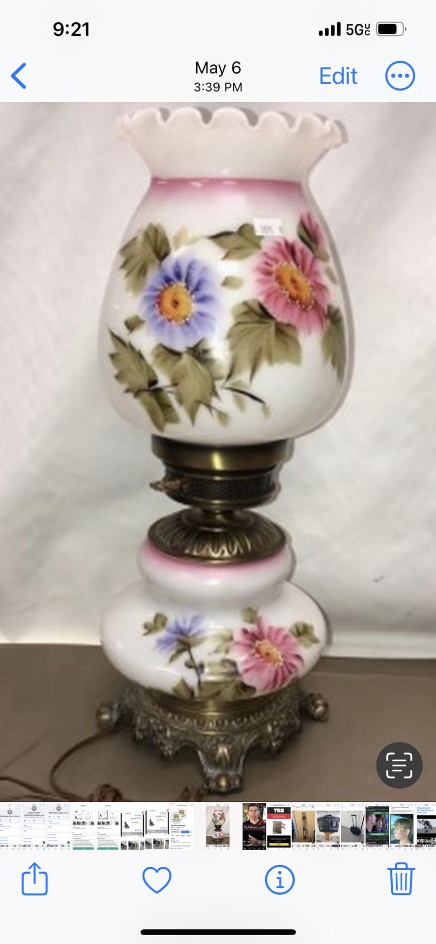 Handpainted, Vintage Lamp